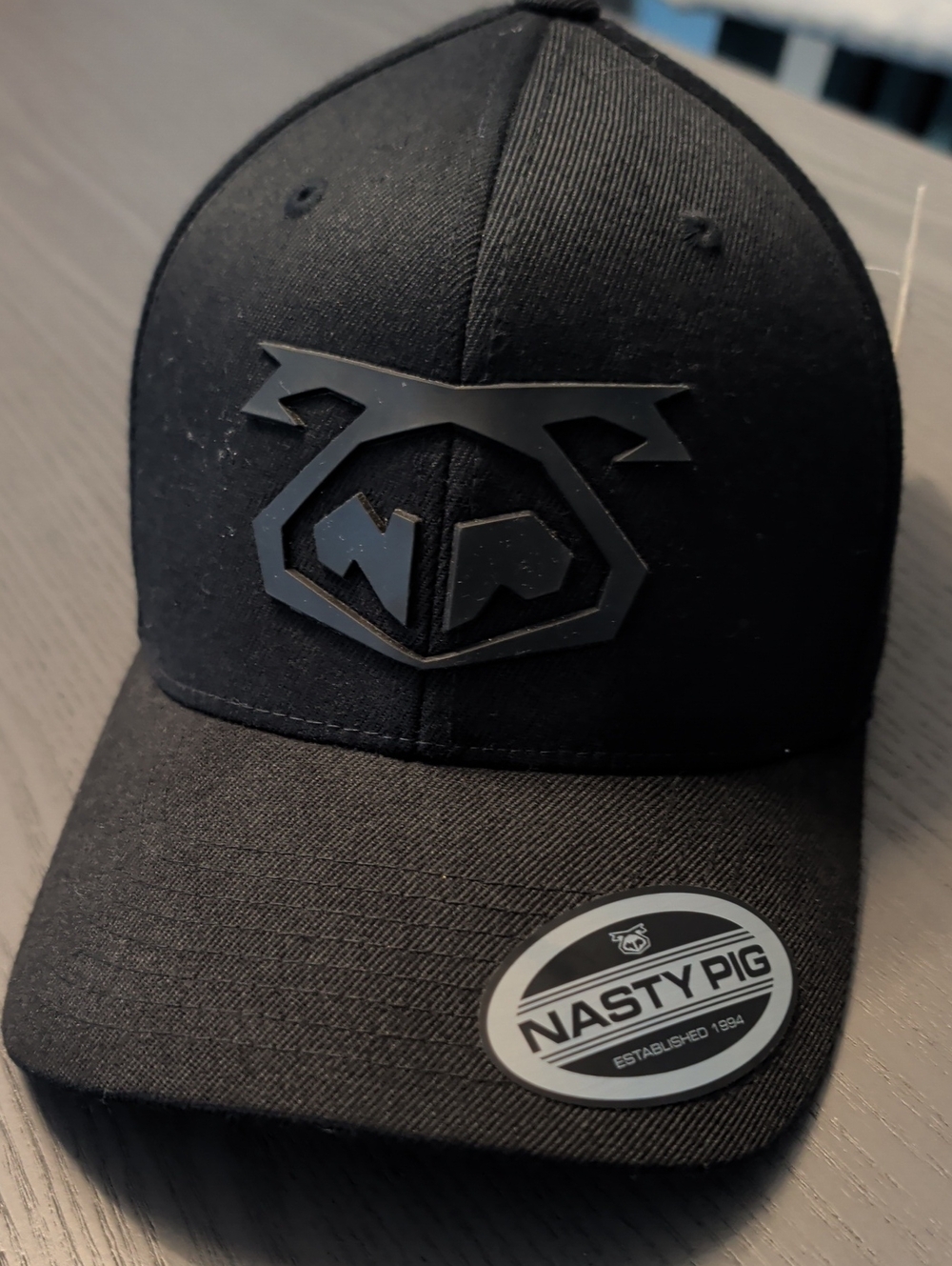 Nasty Pig Snout Cap Black on Black Flexfit Fitted Hat S/M NWT SP19